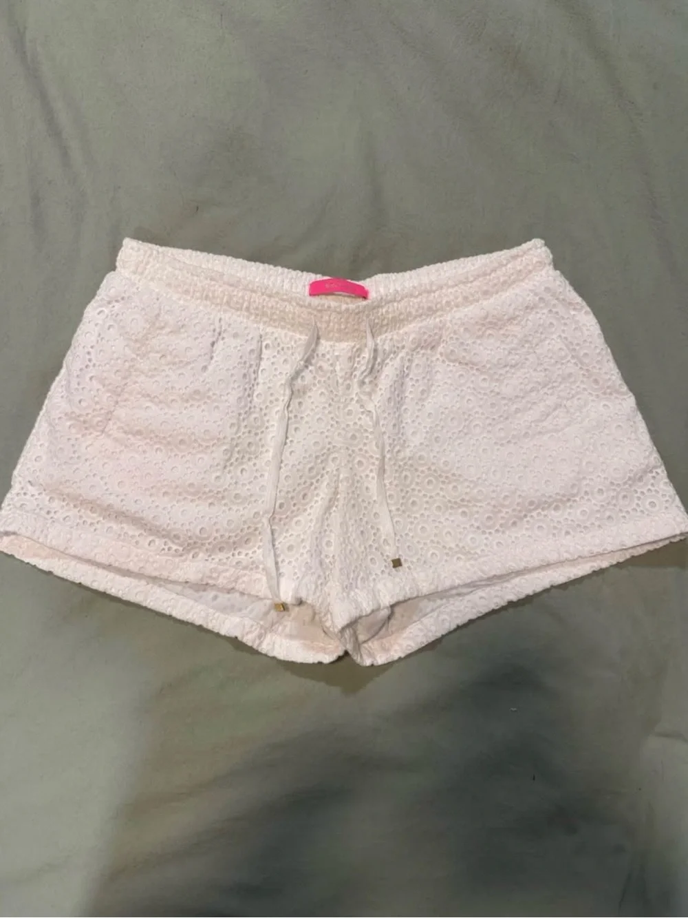 Lilly Pulitzer White Eyelet Shorts with Drawstring